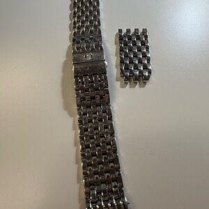Michele Art Deco Silver Stainless Steel Watch Band with extension